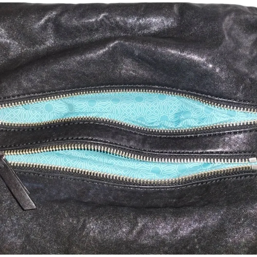 Bag Black Leather Clutch Purse‎ Silver Chain Shoulder Bag Classicore Gothcore